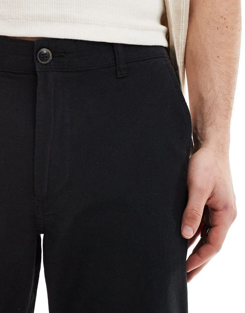 Jack & Jones Jack & Jones linen mix chino in black 5