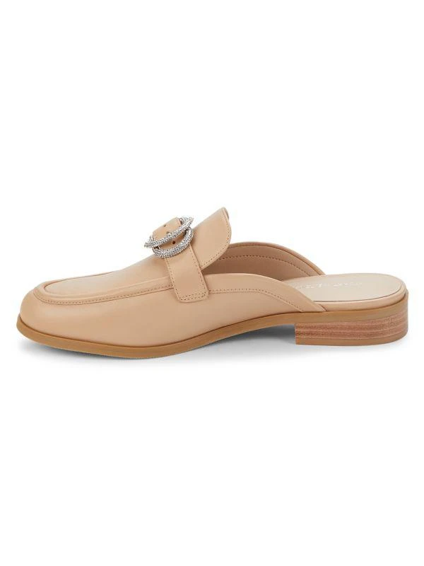 Stuart Weitzman Crystal Buckle Leather Mules 4