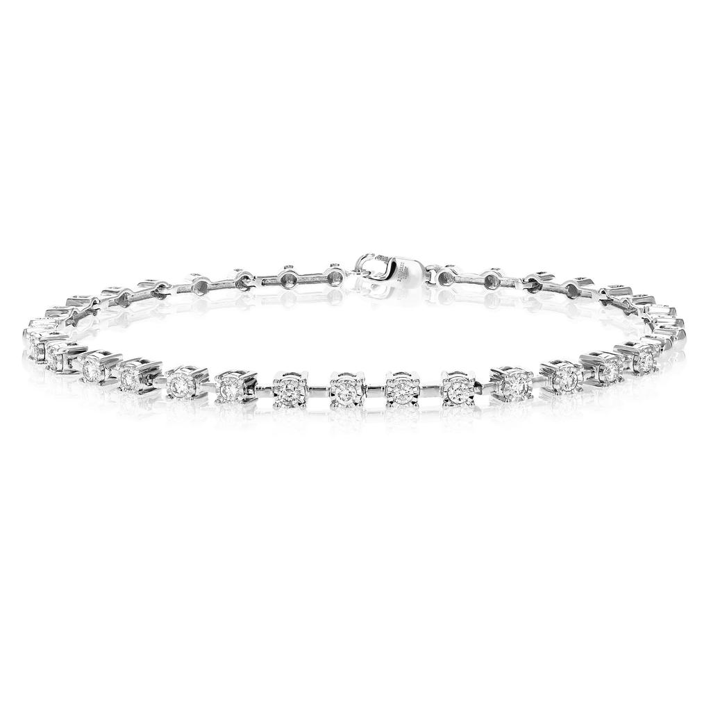 Vir Jewels 1/2 cttw Round Cut Lab Grown Diamond Tennis Bracelet in .925 Sterling Silver Prong Set 7 Inch