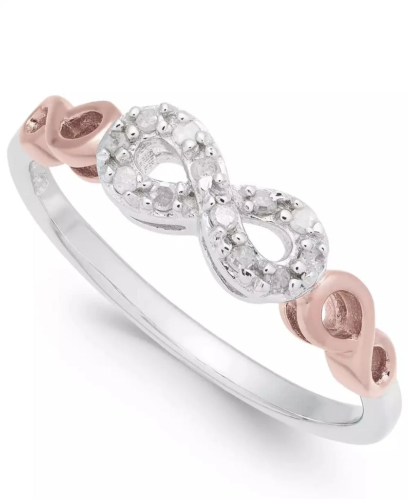 Macy's Diamond Infinity Ring (1/10 ct. t.w.) in Sterling Silver and Rose Gold-Plate 1