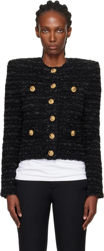 Balmain Black Buttoned Knit Jacket 1