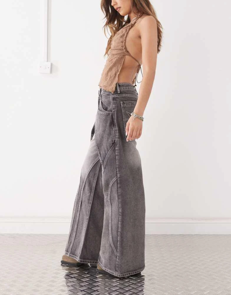 minga Minga London seam detail washed baggy jeans in black 3
