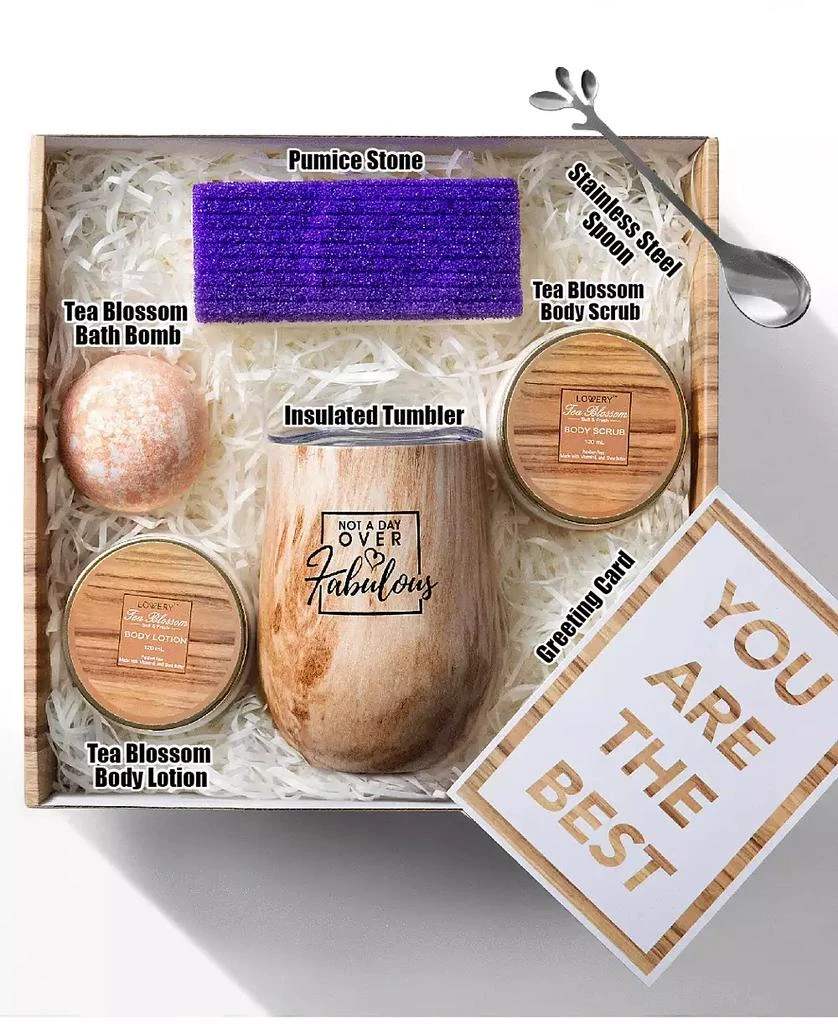 Lovery Thank You Gifts, Inspiration Gifts, Tea Blossom Appreciation Gift Basket, Body Care Gift Set, Spa Kit, 8 Piece 2