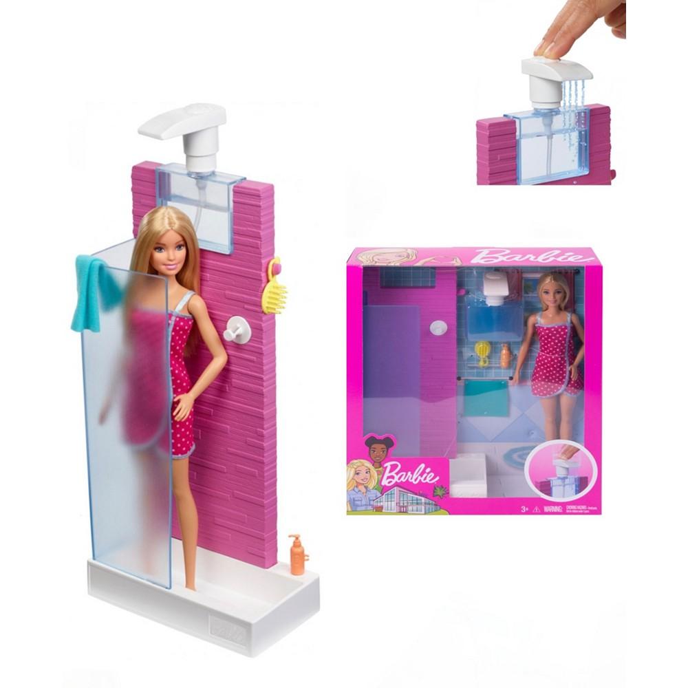 Barbie Spa Bathroom and Working Shower Play Set, 5 Pieces