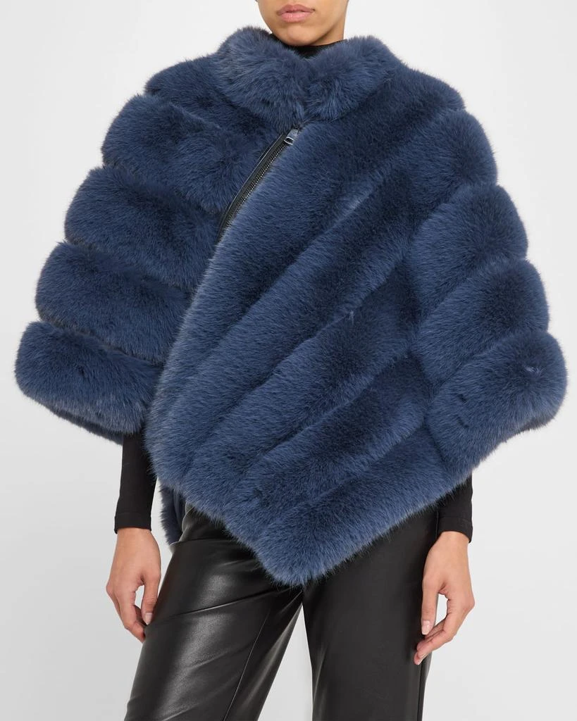 La Fiorentina Asymmetric Faux Fur Poncho 4