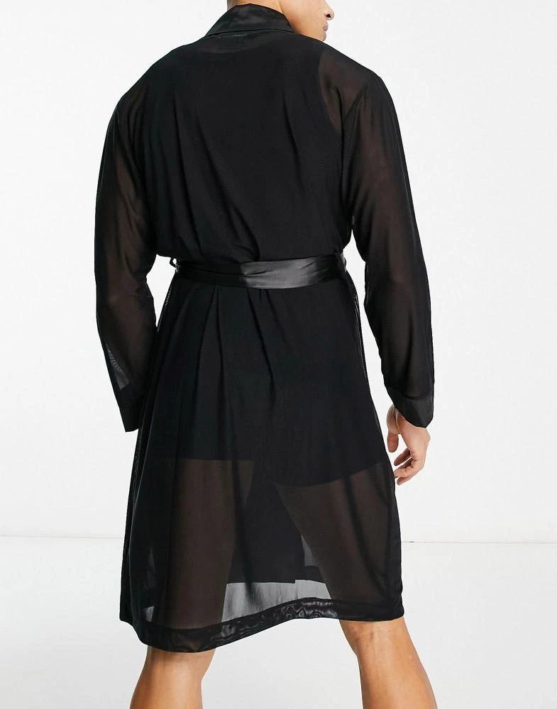 ASOS ASOS DESIGN co-ord robe in black mesh 2