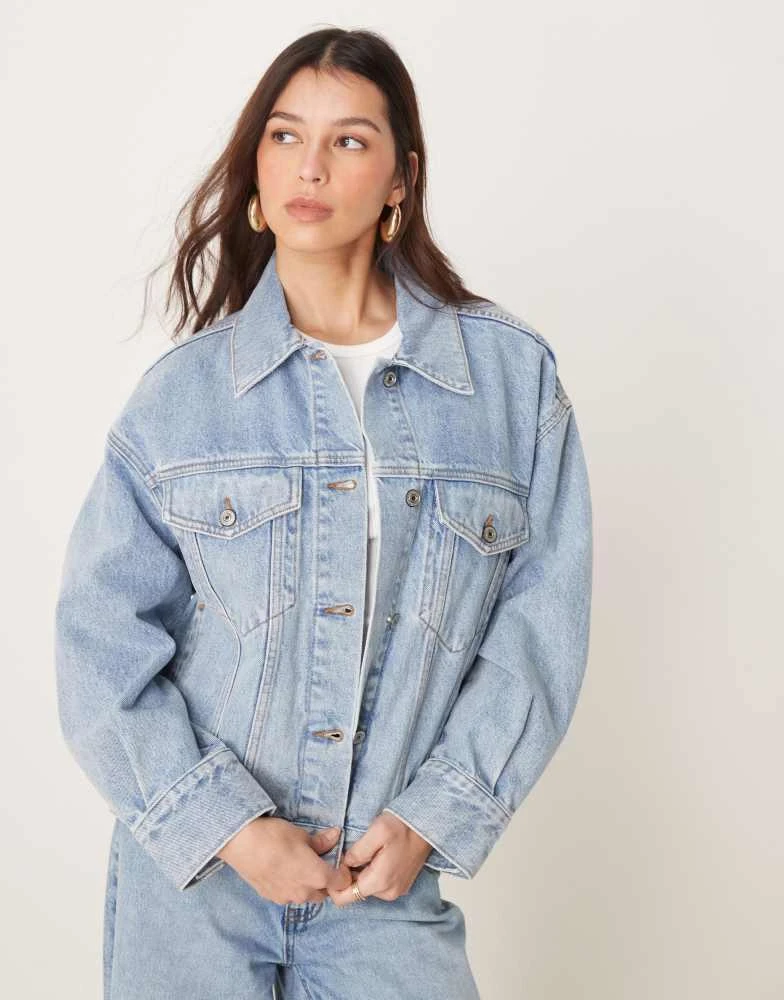 Abercrombie & Fitch Abercrombie & Fitch distressed denim trucker jacket in light denim 4