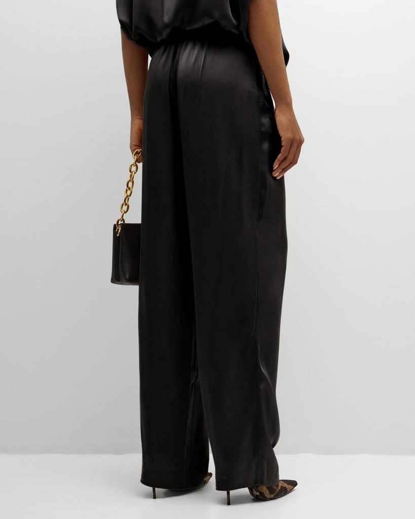 LAPOINTE High-Rise Satin Pleated Relaxed-Leg Pants 6
