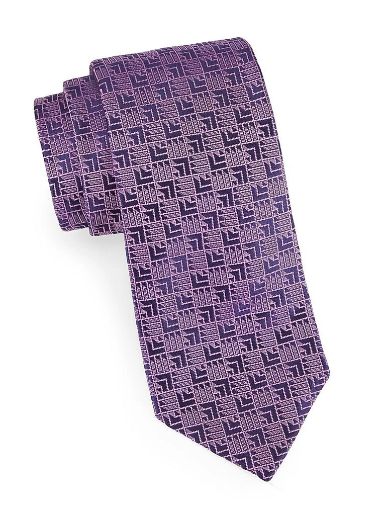 Charvet Cube Print Silk Tie 1