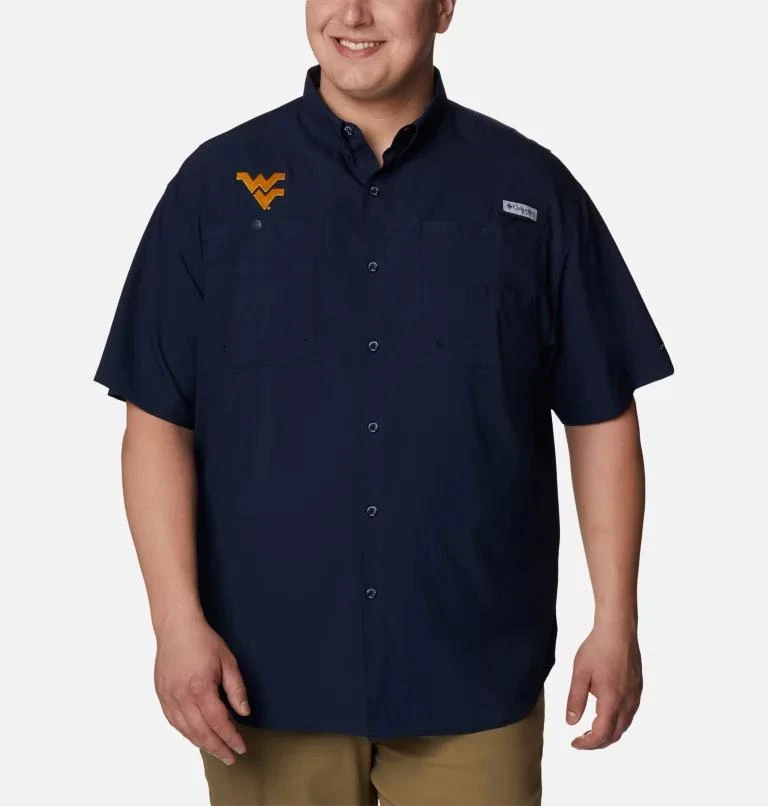 Columbia Columbia Men's Collegiate PFG Tamiami  Short Sleeve Shirt - Big - West Virginia- 1