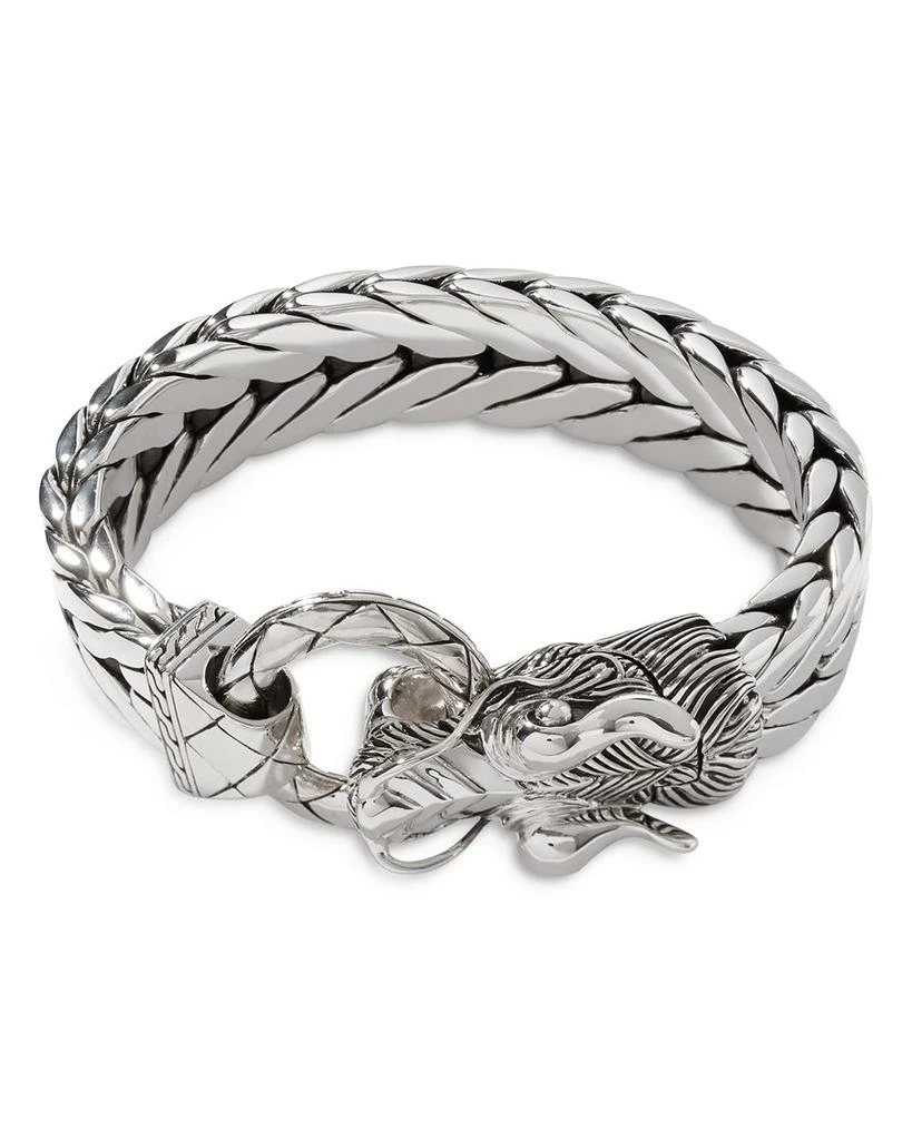 John Hardy Men's Naga Silver Dragon Head Bracelet on Fishtail Chain 6