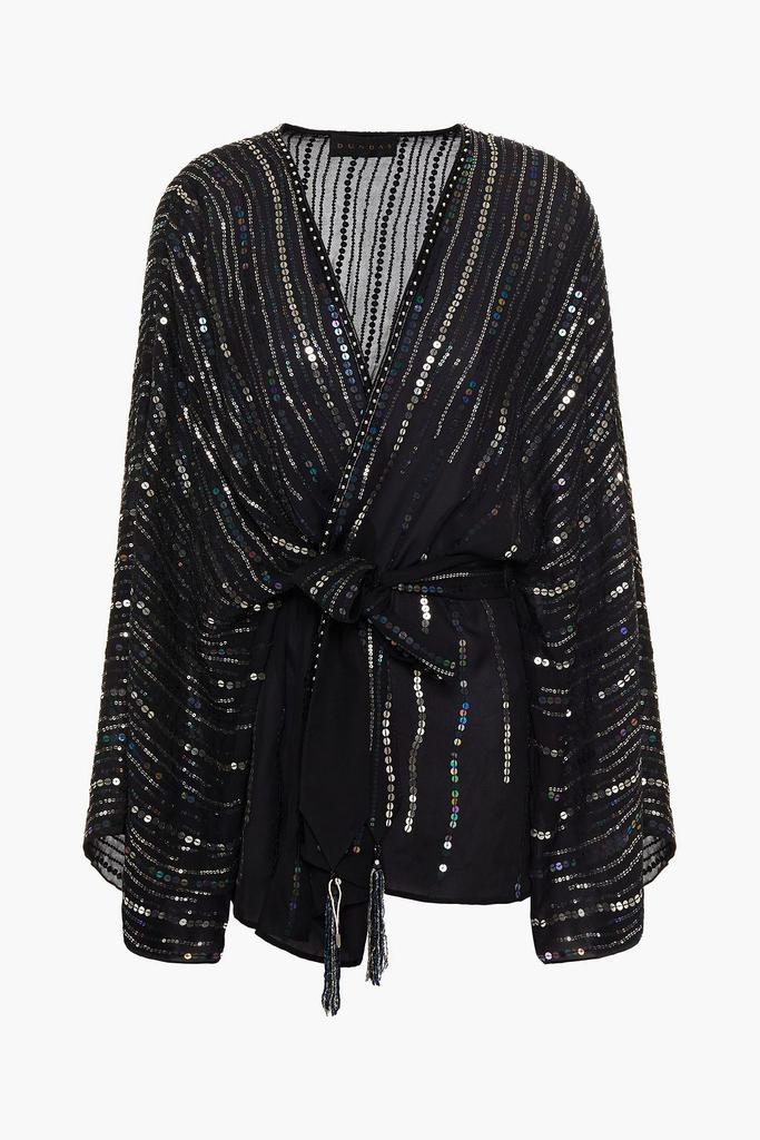 Dundas Belted embellished silk-chiffon jacket