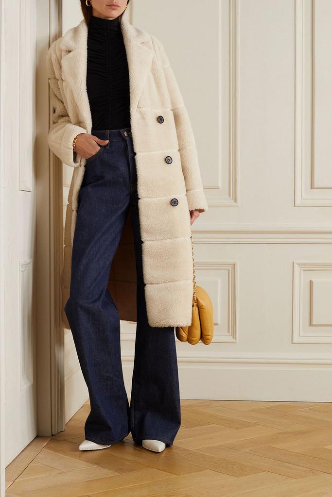 LVIR Double-breasted paneled faux shearling coat