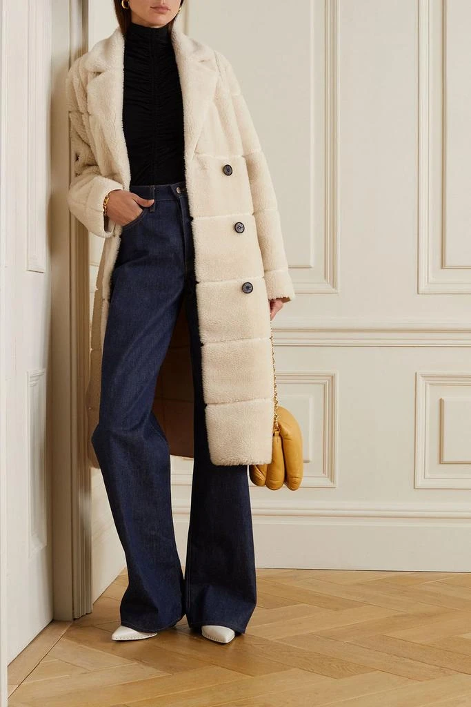 LVIR Double-breasted paneled faux shearling coat 2