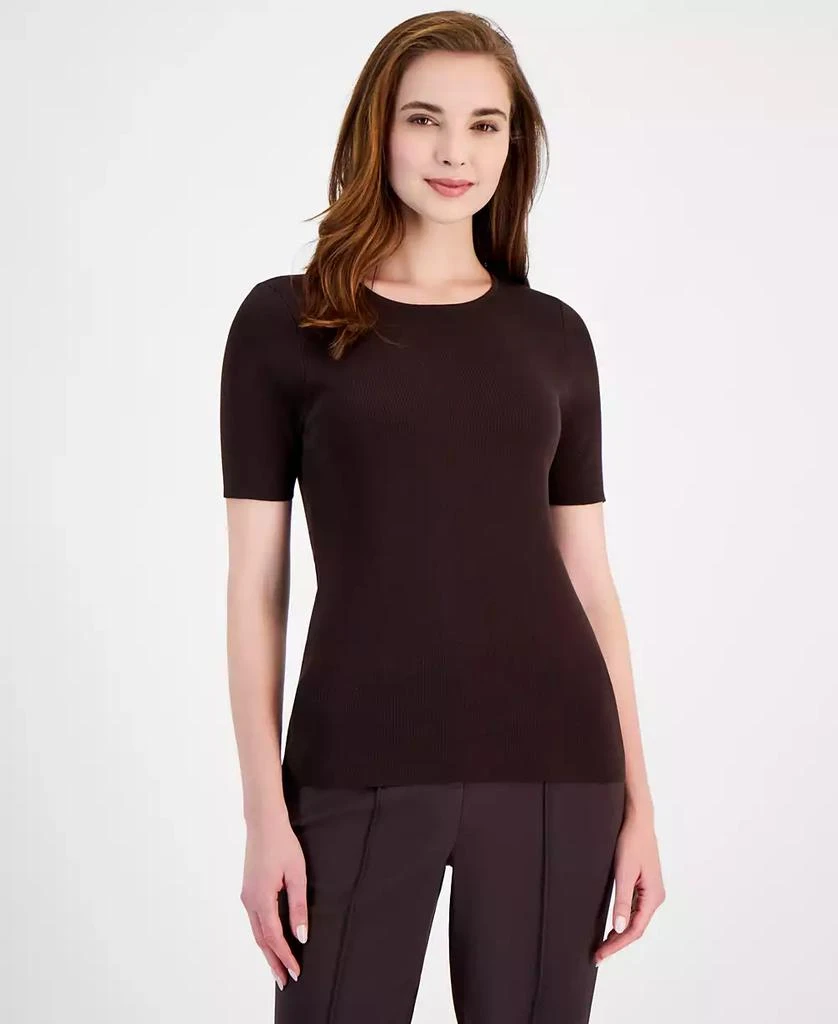 Tahari Women's Short-Sleeve Ribbed Top 1