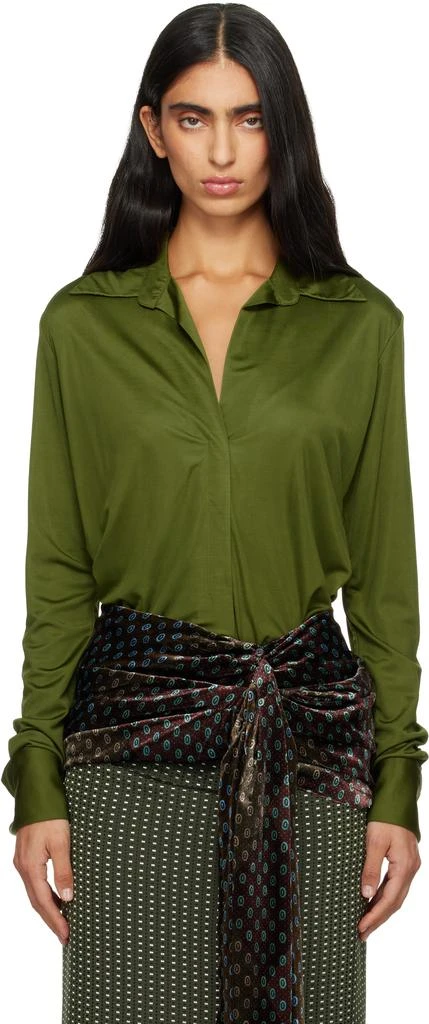 Dries Van Noten Green Satin Shirt 1