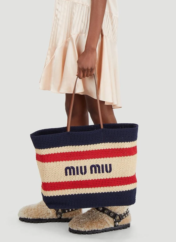 Miu Miu Raffia-Effect Tote Bag 2