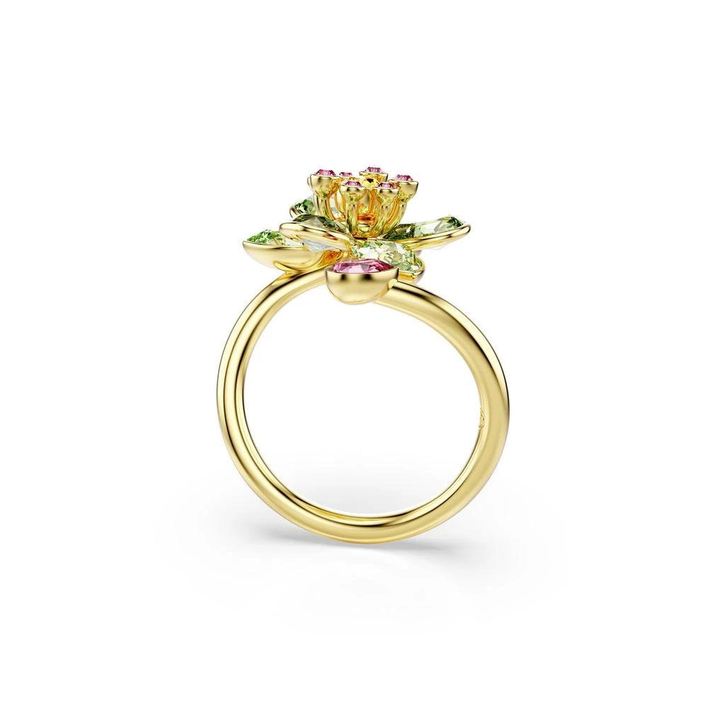 Swarovski Idyllia open ring mixed cuts flower green gold-tone plated 3