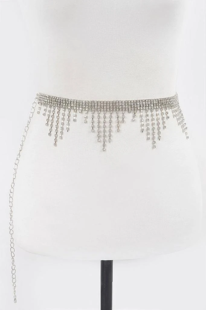 Shop Silver-Tone Clear Crystal Rhinestone Slim Belt Bracelet  display picture 2
