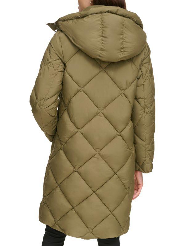 DKNY Diamond Quilted & Hooded Puffer Coat