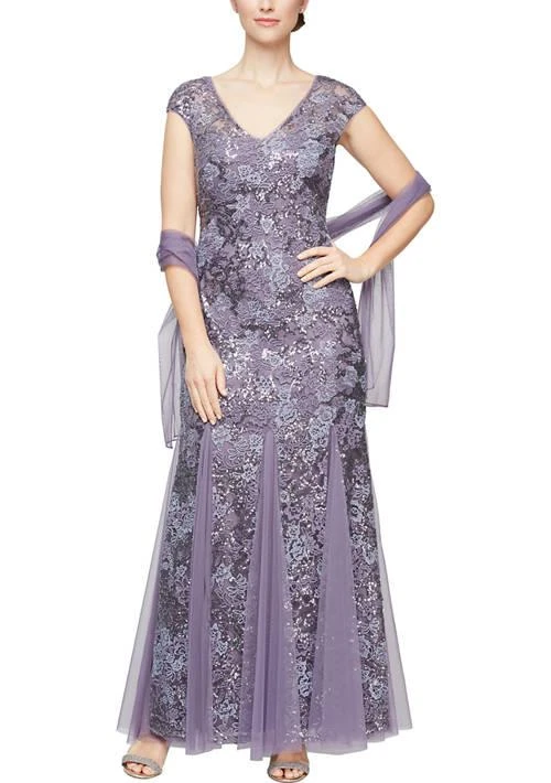 Shop Evenings Womens Embroidered Fit And Flare Dress With Godet Detail  Skirt And Shawl on Sale at BeyondStyle  Get 20% Off Evenings Womens  Embroidered Fit And Flare Dress With Godet Detail