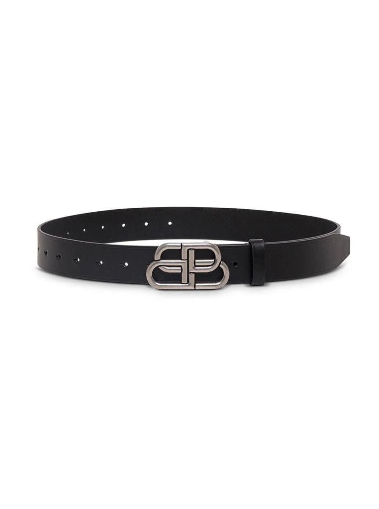 Balenciaga Black Leather Belt With Bb Buckle Balenciaga Man 1