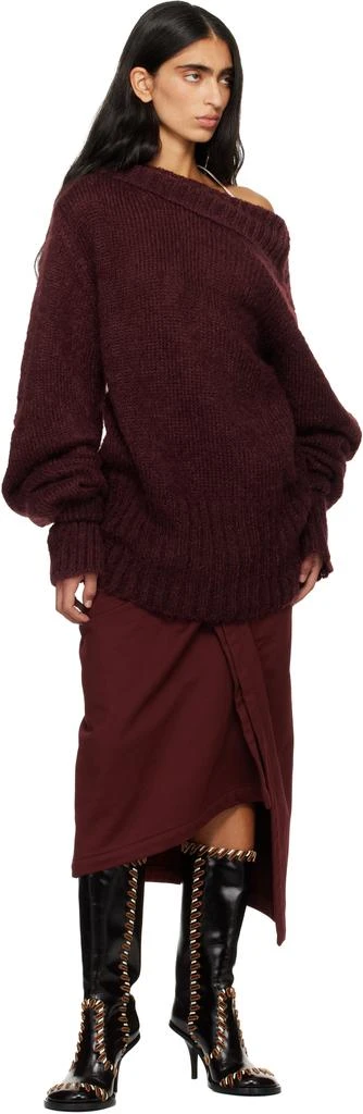 Dries Van Noten Burgundy Oversized Mohair Turtleneck 4