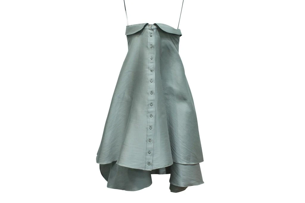 Alexis Mabille Bow-Detailed Satin-Twill Mini Dress in Grey Polyester 2