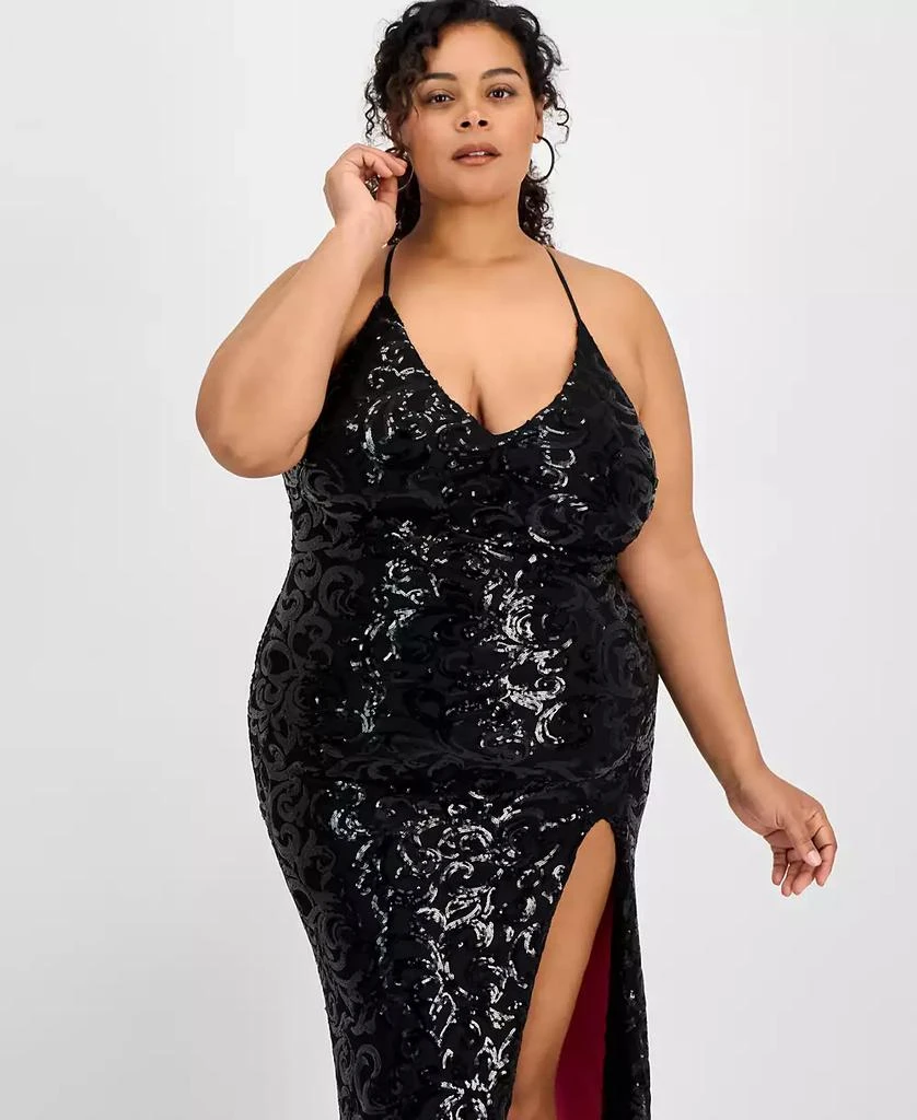 pear culture Trendy Plus Size Patterned Sequin A-Line Dress 4