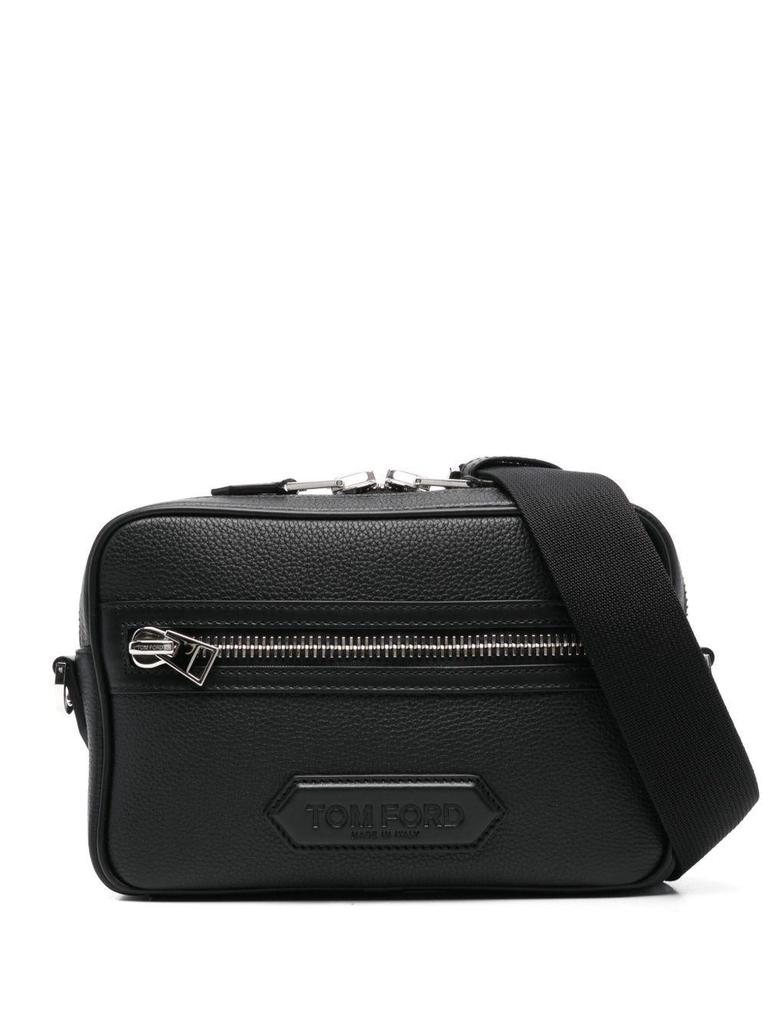 Tom Ford small embossed logo messenger bag - men - - - Black