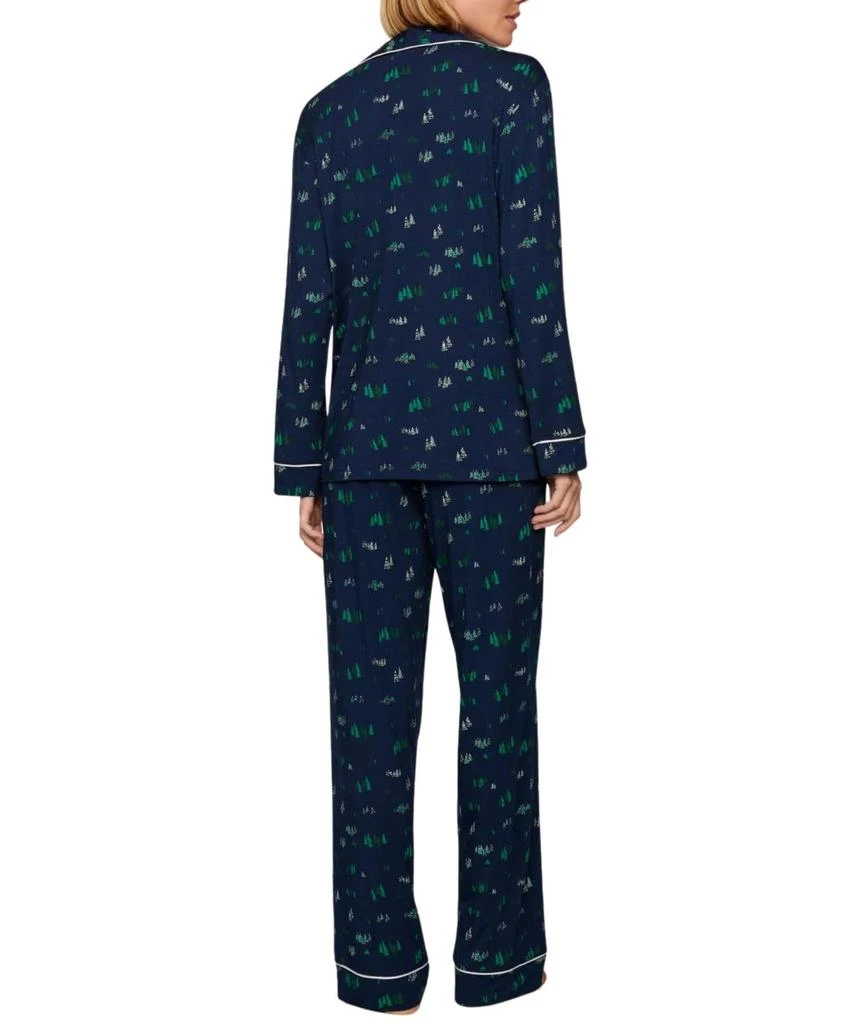 Eberjey Women
s Gisele Printed Long Pj Set In Forest Pine Navy/ivory 2
