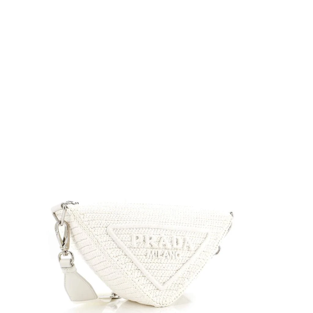 Prada Triangle Logo Zip Crossbody Bag Crochet Raffia Small 2