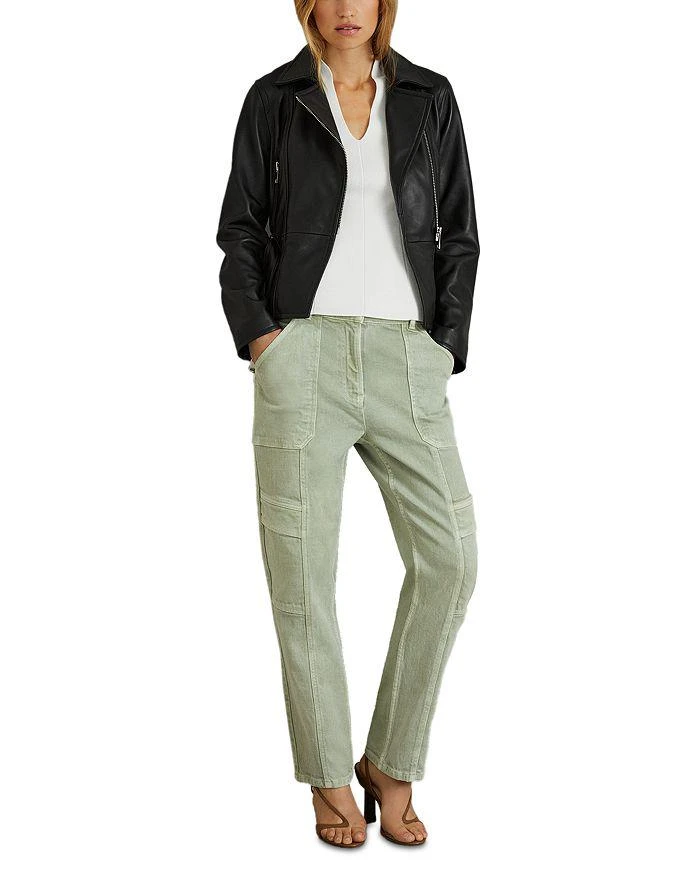 REISS Febe Belted Leather Moto Jacket 2