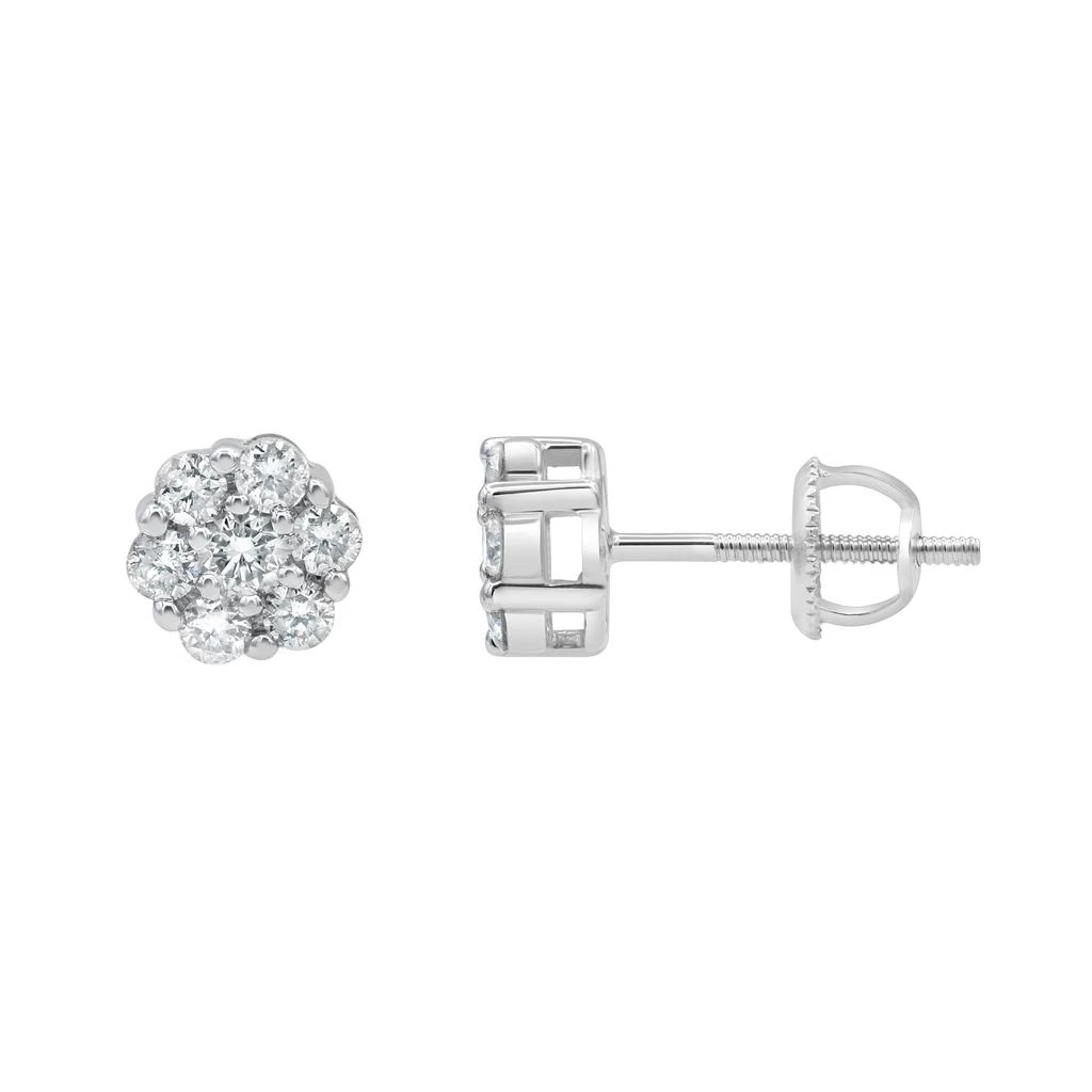 LuvMyJewelry Meadow 0.5 Ct TW Lab Grown Diamond Cluster Studs 14K Gold Earrings 3