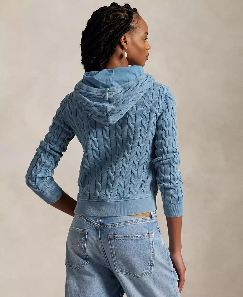 Ralph Lauren Women's Cable-Knit Cotton Full-Zip Hoodie Sweater