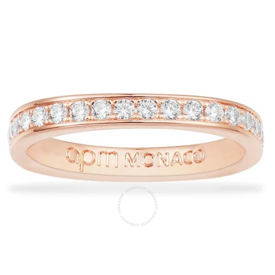 apm Monaco Dainty Pave Rose-Gold Alloy Ring