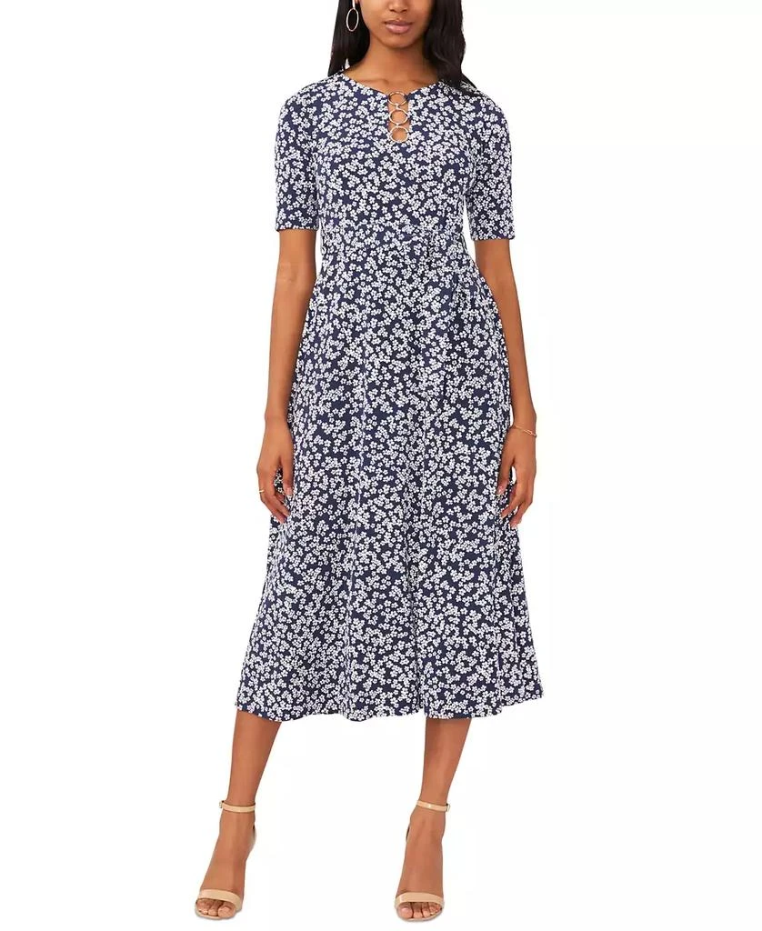 MSK Petite Printed Ring Short-Sleeve Midi Dress 1