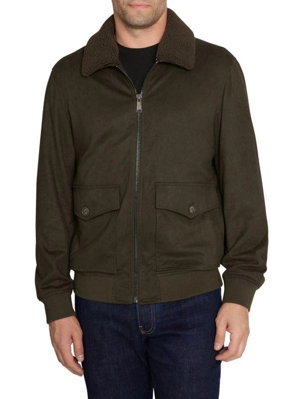 Sam Edelman Faux Shearling Trim Goat Suede Bomber Jacket 1