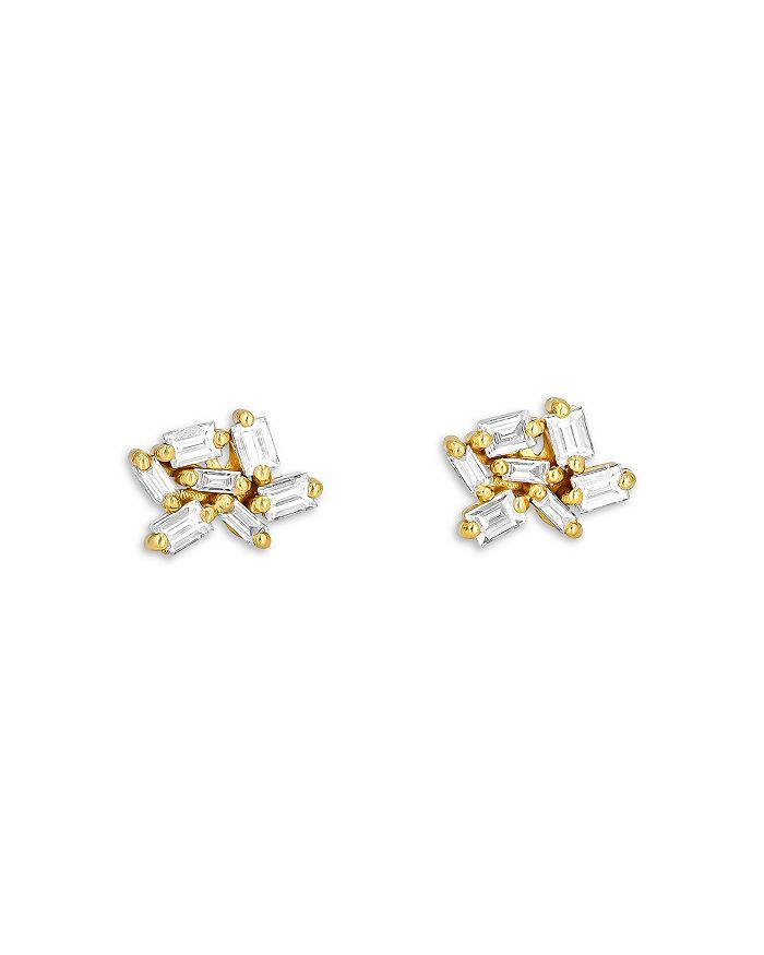 Suzanne Kalan 18K Yellow Gold Classic Baguette Cluster Stud Earrings