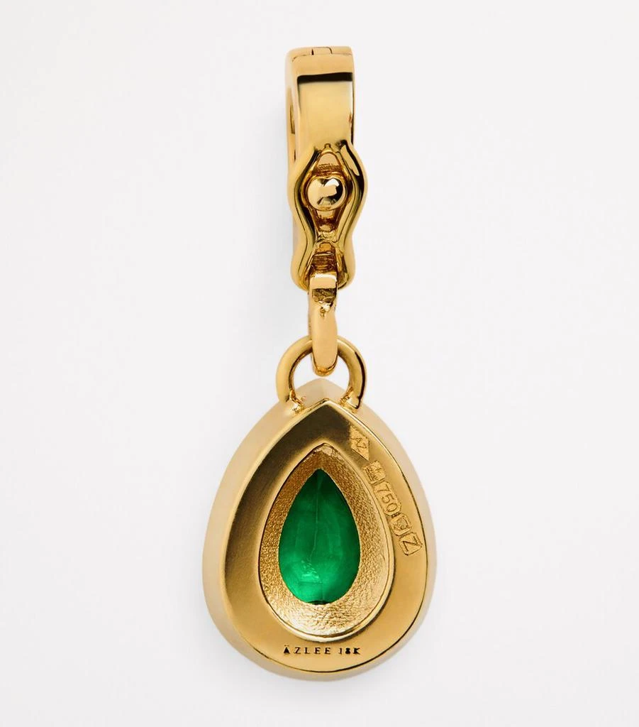 Azlee Medium Yellow Gold, Diamond and Emerald Charm 3