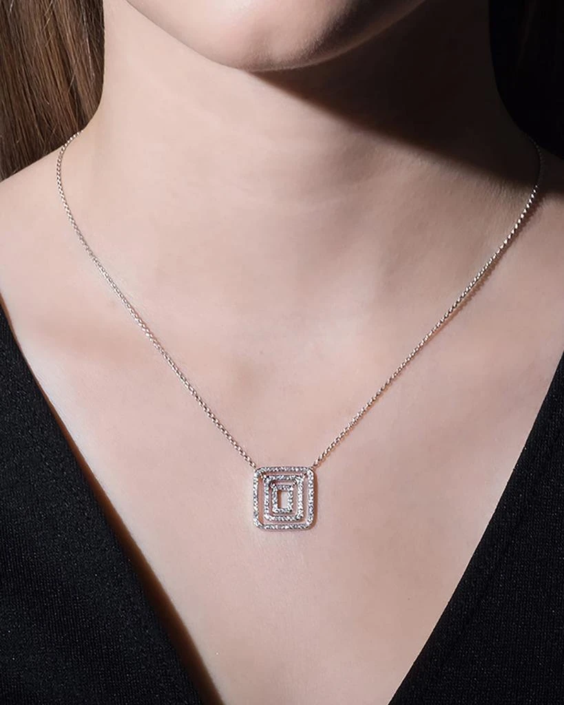 Mimi So 18K White Gold Piece Square Swing Pave Diamond Necklace 2