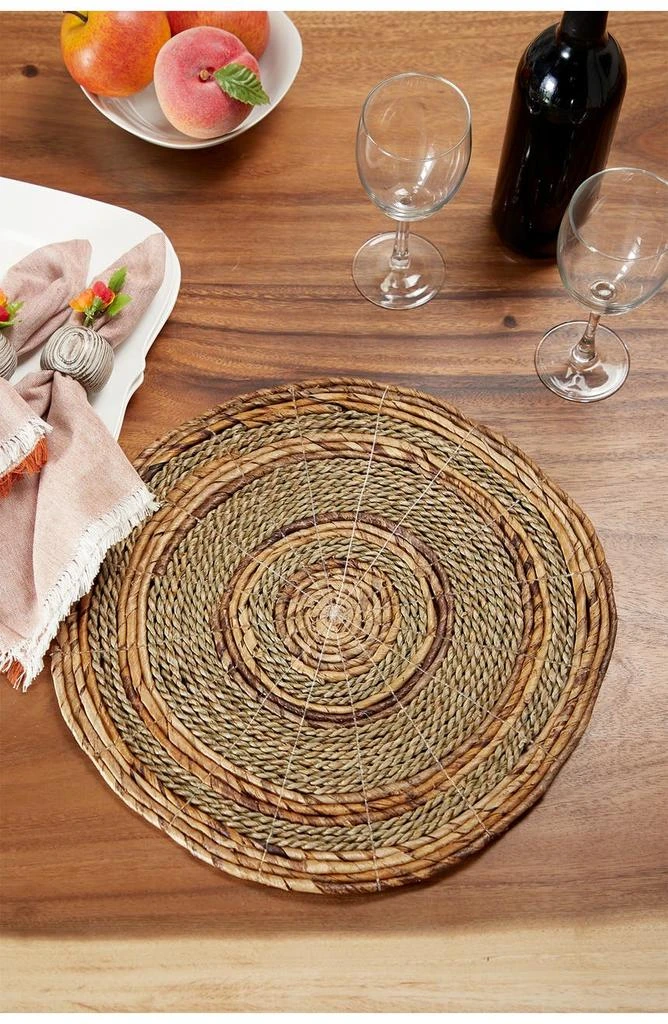 GINGER BIRCH STUDIO Round Brown Banana Leaf Wicker & Seagrass Placemats - Set of 4 2