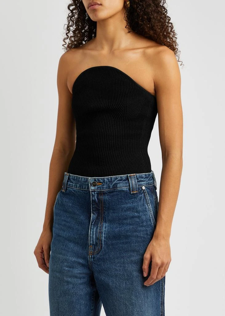 Khaite Jericho ribbed-knit bandeau top  2