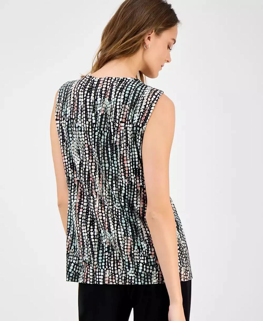 Kasper Women's Printed Keyhole Sleeveless Top, Regular & Petite 4