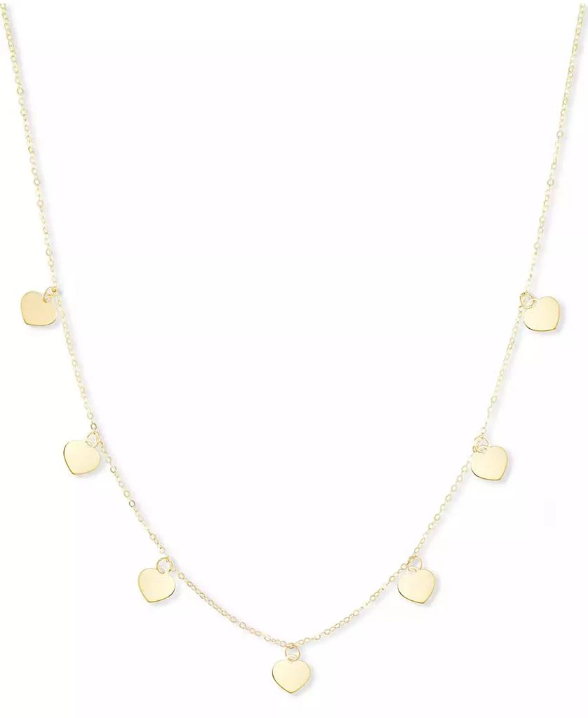 Macy
s Polished Heart Dangle 18" Collar Necklace in 10k Gold