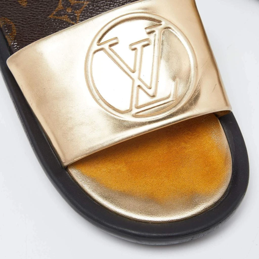 Louis Vuitton Louis Vuitton Gold Leather Sunbath Flat Slides Size 36 7