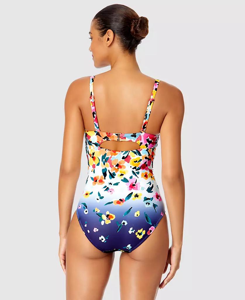Anne Cole Women's Floral-Print Draped Underwire One-Piece Swimsuit
