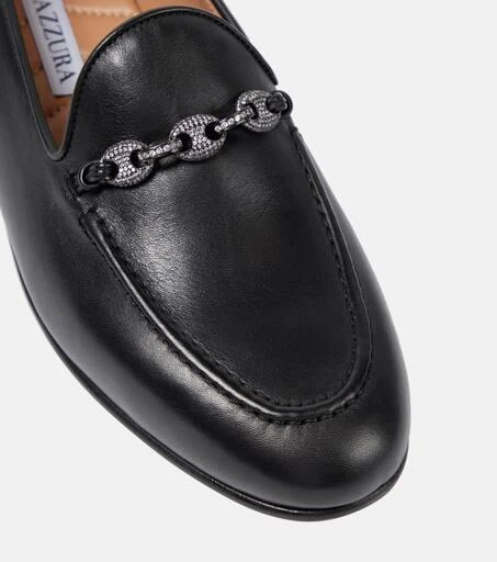 Aquazzura Tasslimo embellished leather loafers 6