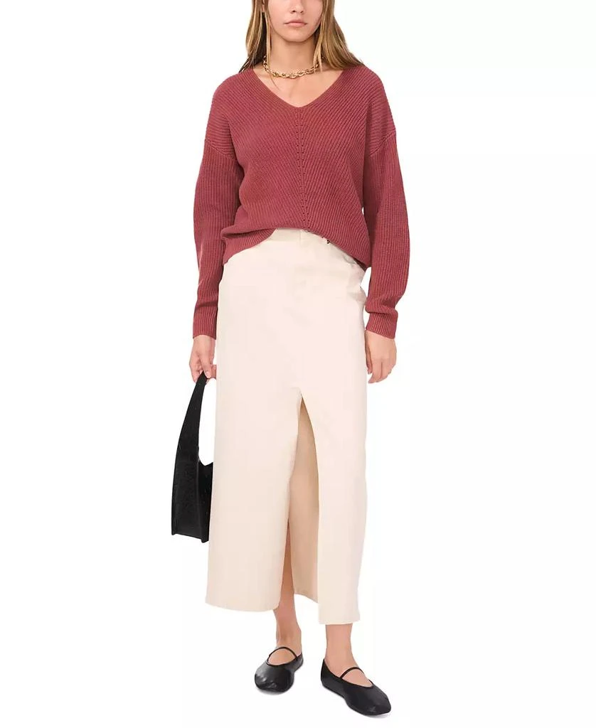 1. State Women's V-Neck Diagonal-Stitch Long-Sleeve Sweater 5