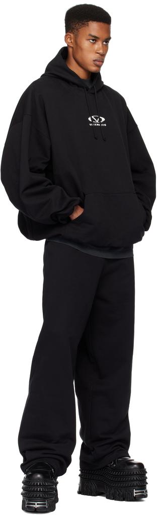 Vetements Black Oval Logo Cropped Boxy Hoodie L - Hoodies